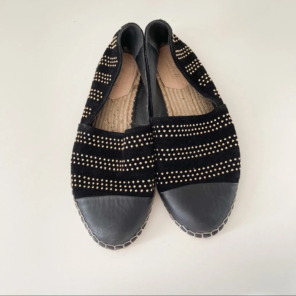 Loeffler Randall Mara Studded Suede Espadrille Flat | Black